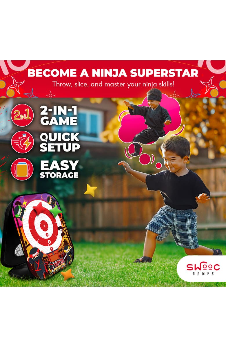 Swooc Games Ninja Superstar | 2-in-1 Corn Hole Games for Kids, Alternate, color, Multicolored