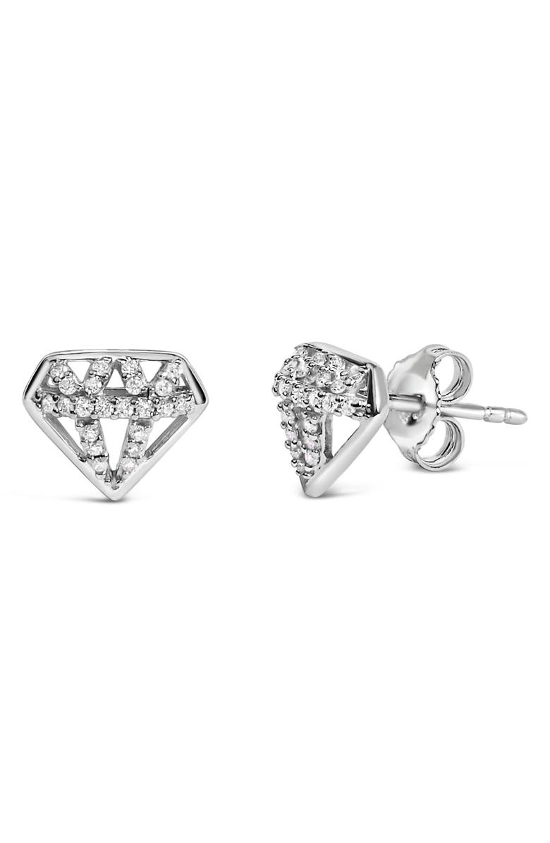 Haus of Brilliance Sterling Silver 1/6 Cttw Diamond Motif Stud Earrings, Alternate, color, Silver