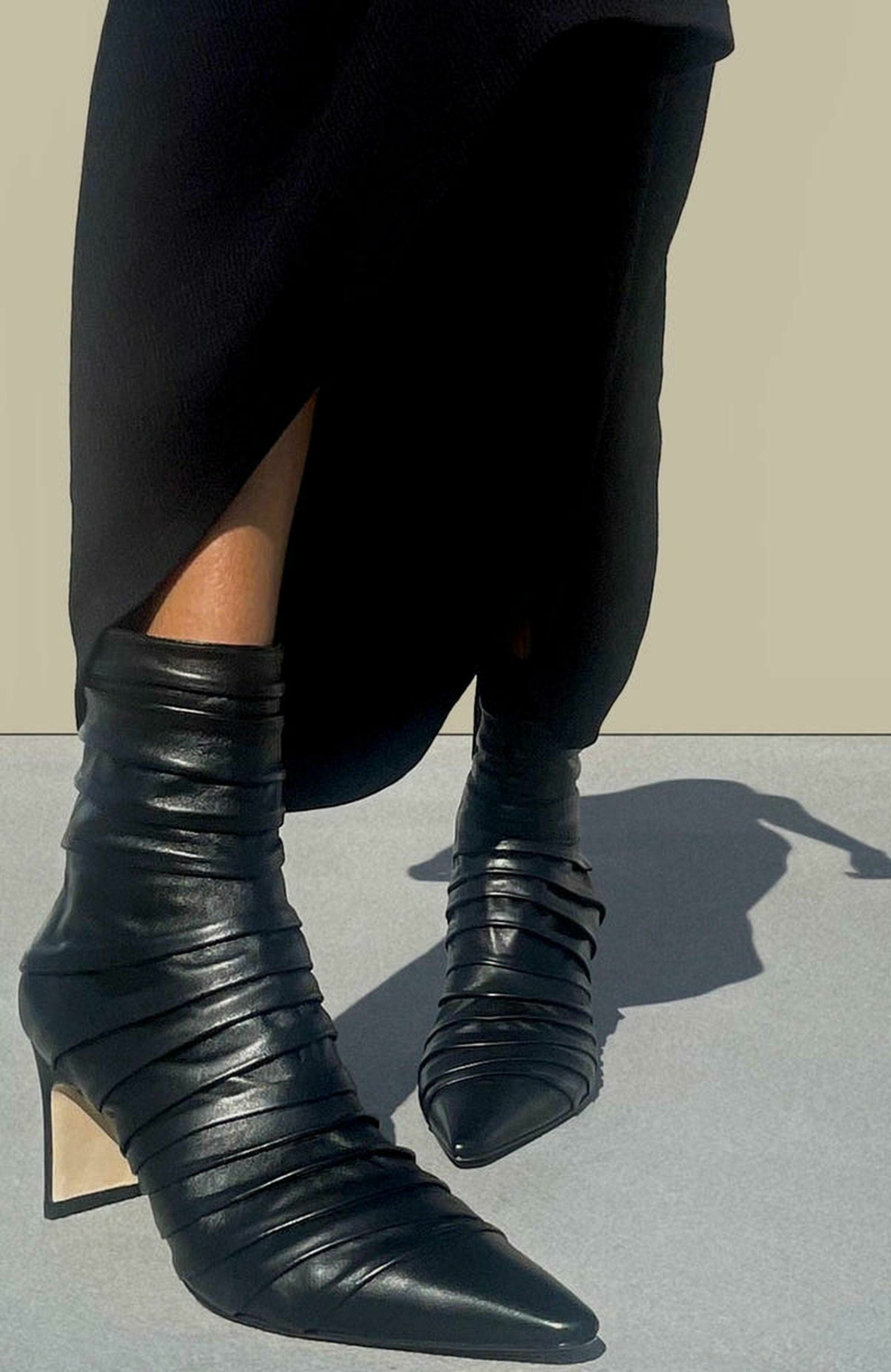 Neil J. Rodgers Plisse Ankle Boot, Alternate, color, Black Nappa