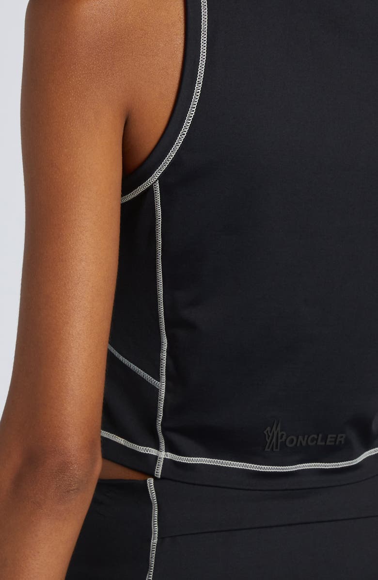 Moncler Grenoble Contrast Seam Sleeveless Top, Alternate, color, Black
