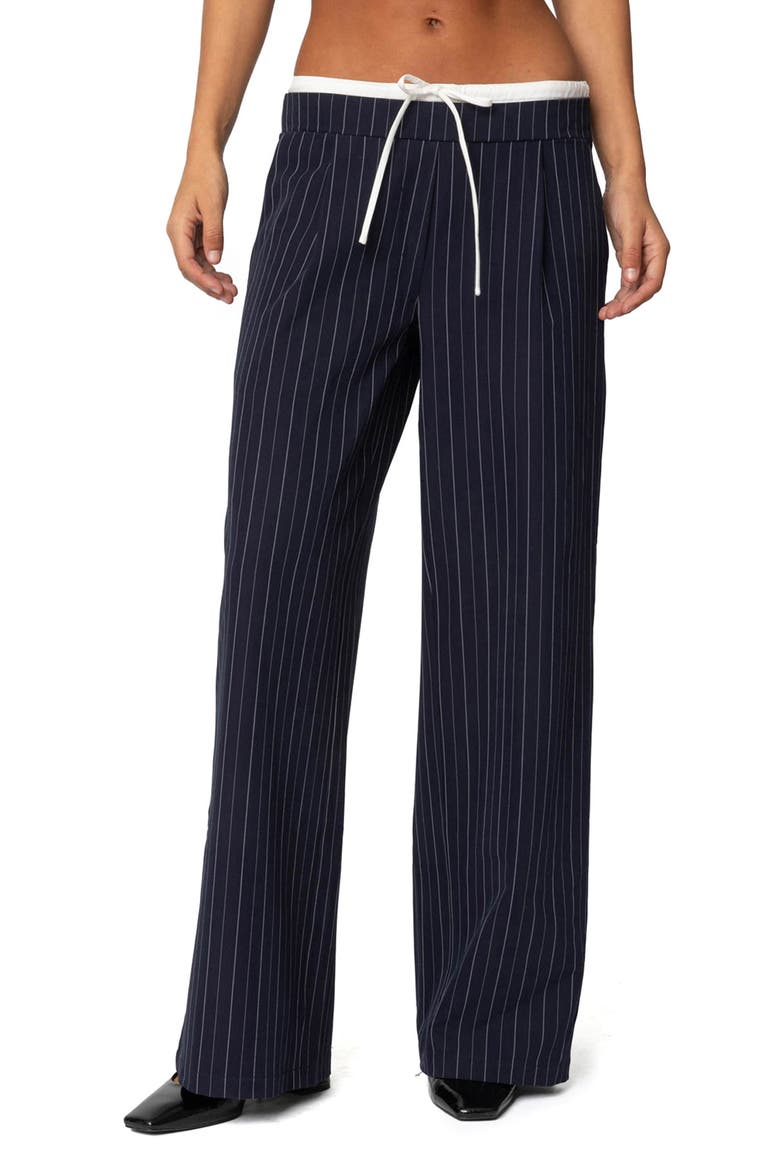 Peekaboo Pinstripe Drawstring Pants, Main, color, NAVY-AND-WHITE