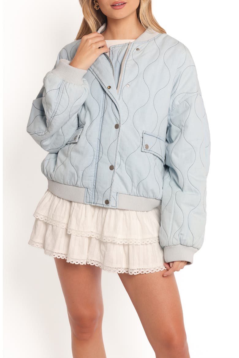 Keah Onion Quilted Bomber Jacket, Alternate, color, BLUE