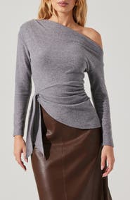 ASTR the Label One-Shoulder Tie Hem Knit Top