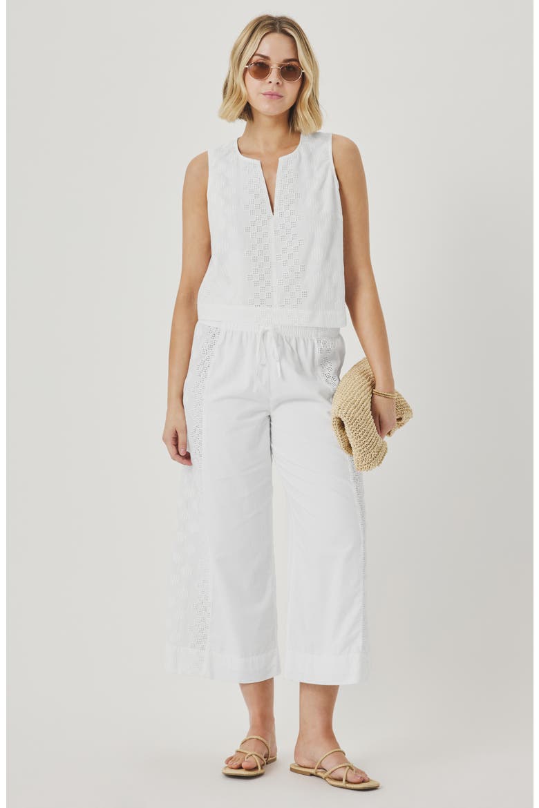 Kenzie Geo Eyelet Crop Tank, Alternate, color, WHITE