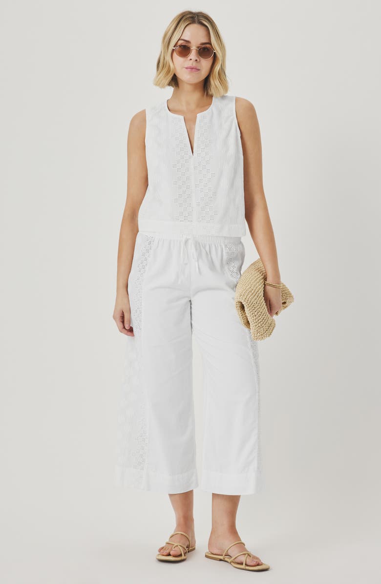 Splendid Kenzie Geo Eyelet Crop Tank, Alternate, color, White