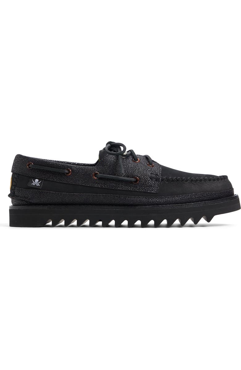 Sperry Authentic Original<sup>™</sup> 3-Eye Lug Sole Boat Shoe, Alternate, color, Black