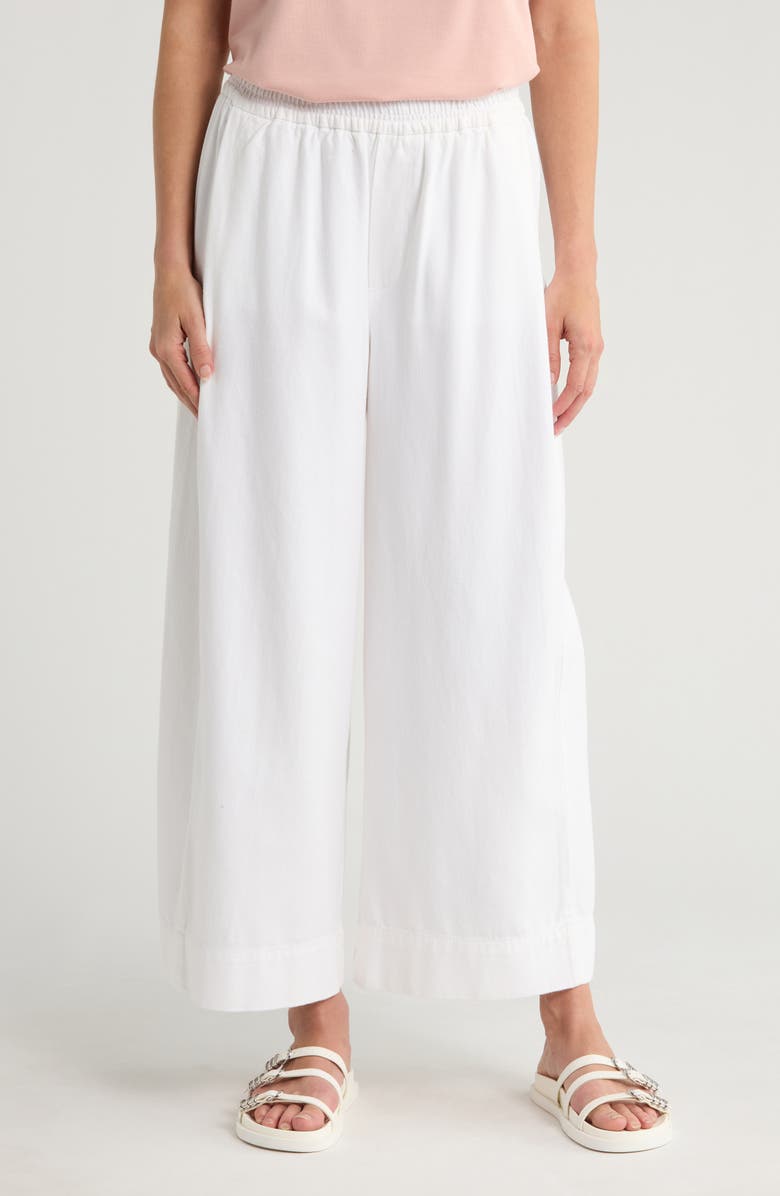 Democracy Pleated Crop Wide Leg Pull-On Pants, Main, color, White