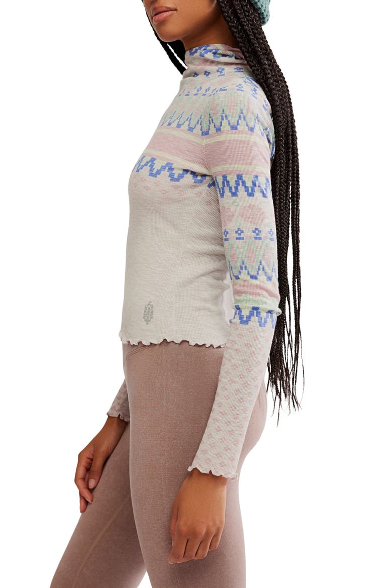 FP Movement Breathe Easy Placed Print Cotton Blend Hoodie, Alternate, color, PLAID FAIRISLE TITAN