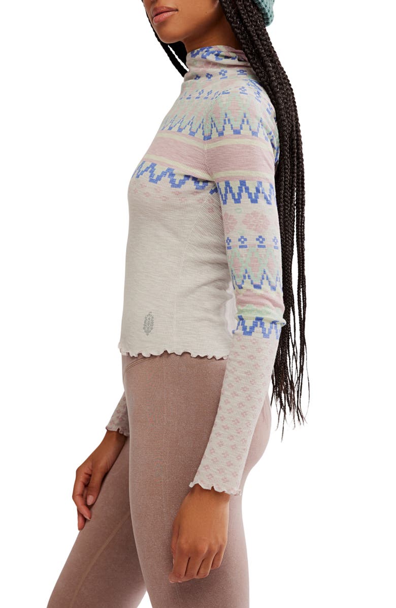 Free People Breathe Easy Placed Print Cotton Blend Hoodie, Alternate, color, Plaid Fairisle Titan