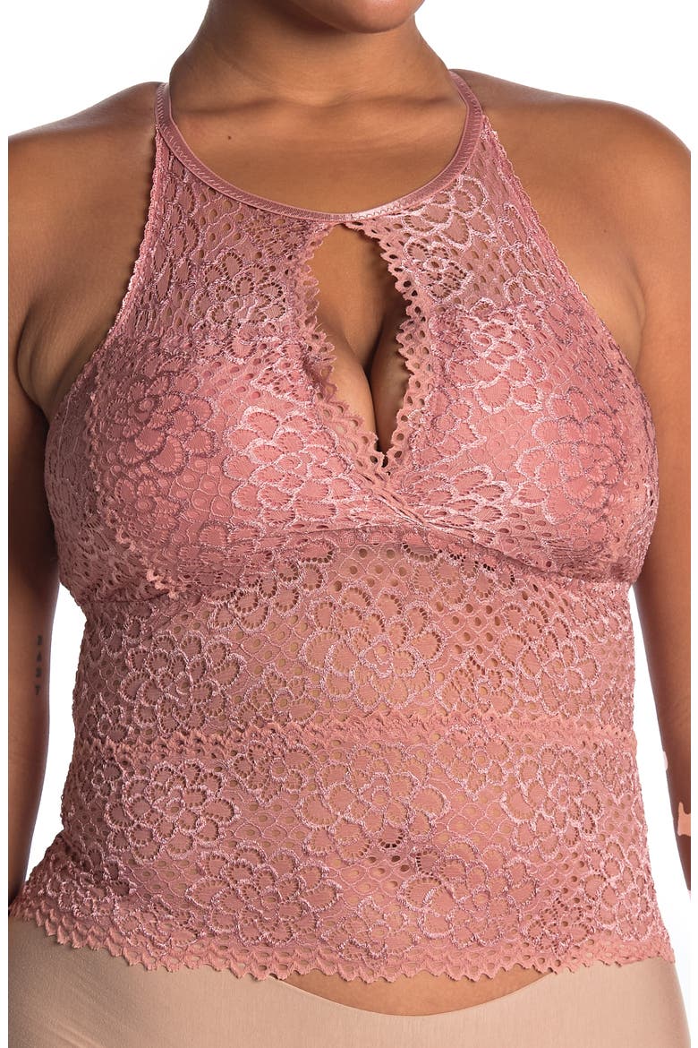 Lace Halter Crop Bralette, Main, color, MAUVE