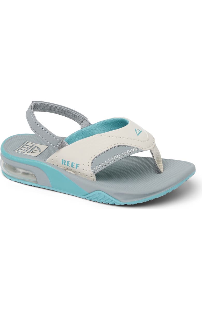 Reef Kids' Little Fanning Flip Flop, Main, color, Tan/ Grey/ Blue