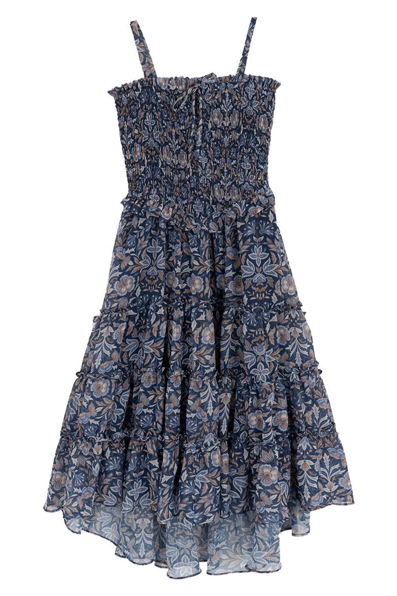 Kids' Smocked Chiffon Dress, Main, color, NAVY