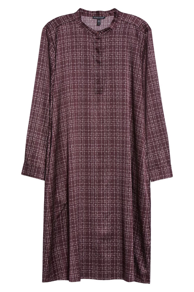 Band Collar Stretch Silk Dress, Alternate, color, CASIS