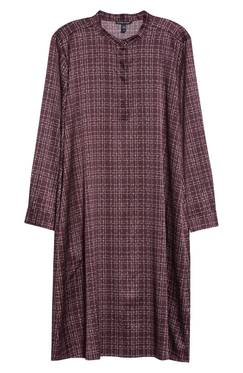 Eileen Fisher Band Collar Stretch Silk Dress, Alternate, color,