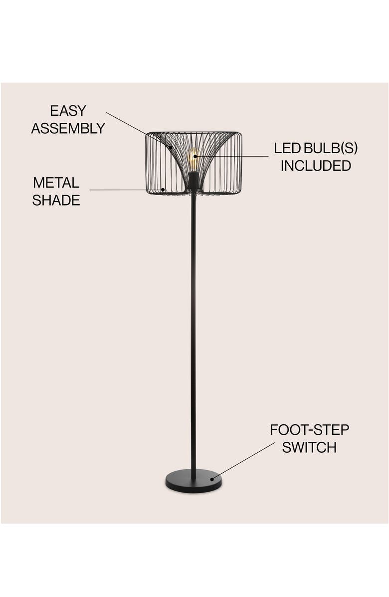 JONATHAN Y Gridley 61" Metal LED Floor Lamp, Black, Alternate, color, Black