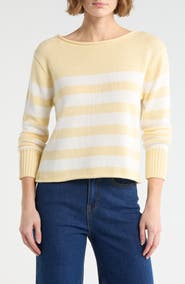 Vigoss Stripe Boat Neck Sweater