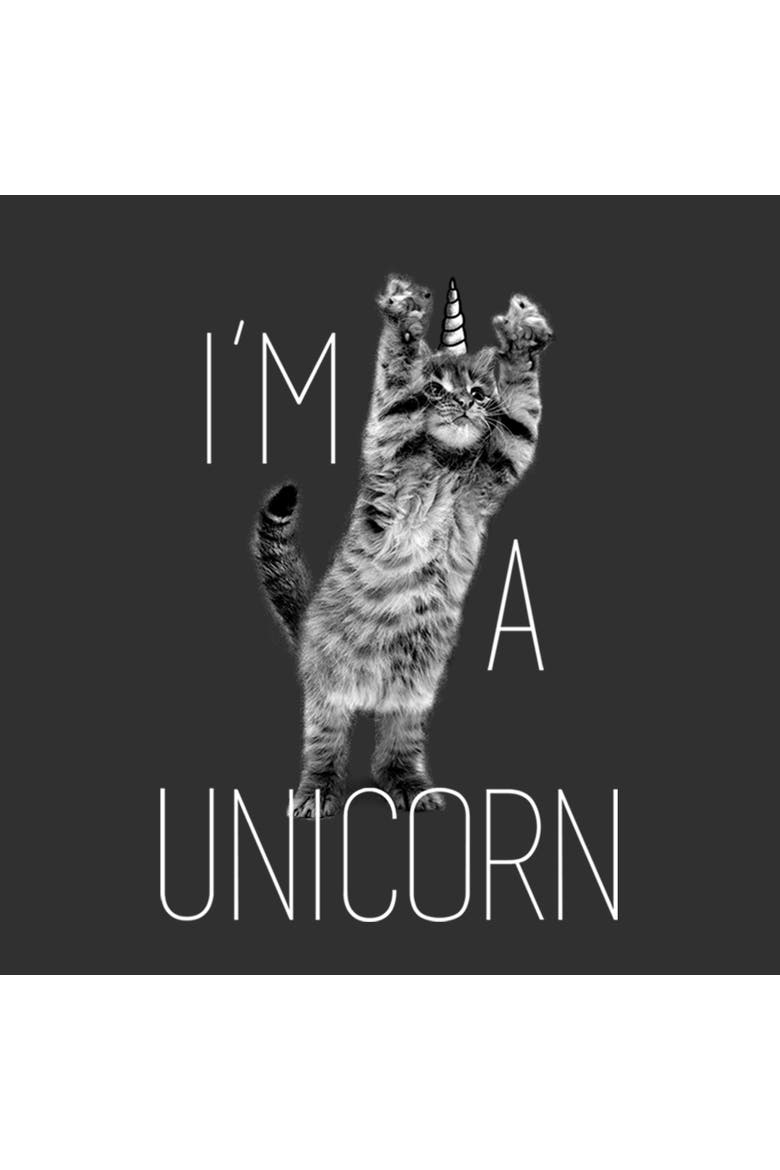 Girls' I'm a Unicorn Cat Graphic Short Sleeve T-Shirt, Alternate, color, Black