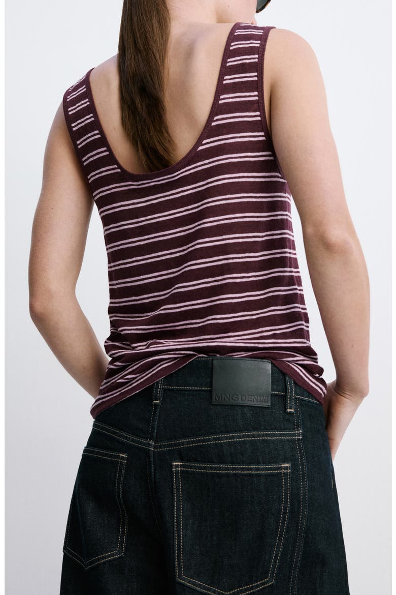 Stripe Linen Tank, Alternate, color, MAROON