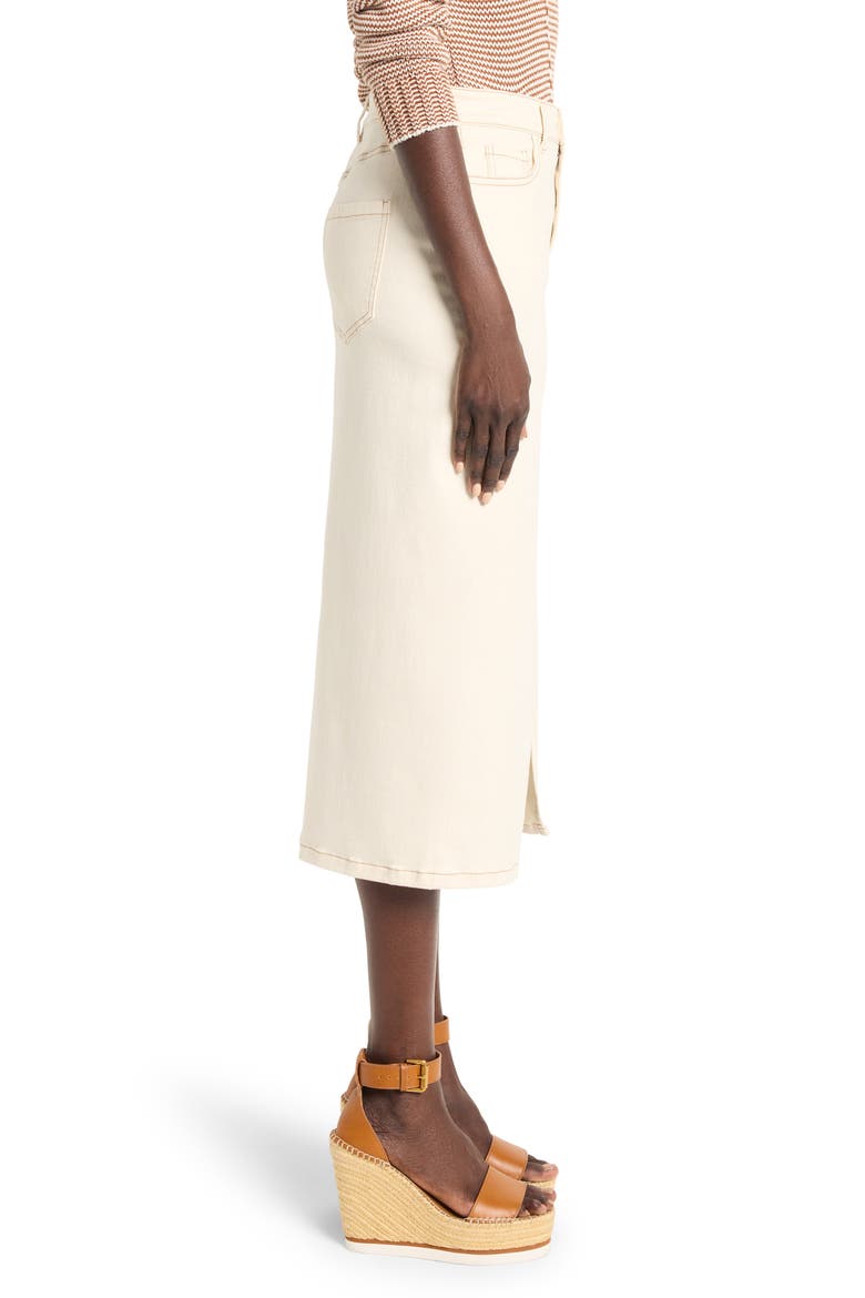 Front Slit Denim Midi Skirt, Alternate, color, CANVAS