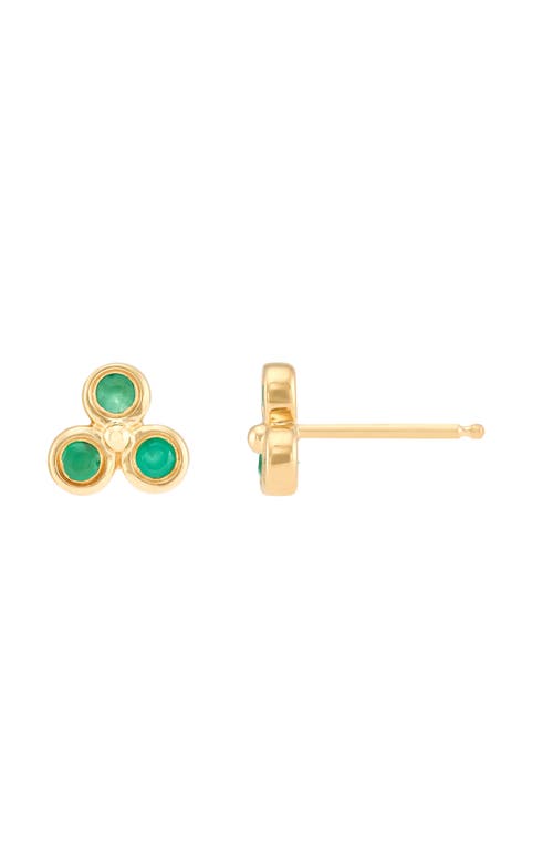 Frankie & Zoe 2mm Emerald Trio Stud Earrings In Gold