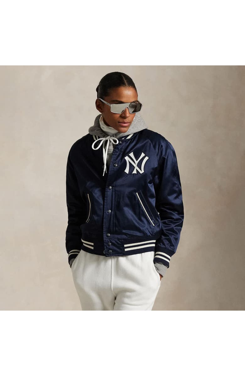 Polo Ralph Lauren Navy Yankees  Satin Jacket, Alternate, color, 