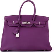 Pre-Owned Hermes Birkin Handbag Purple Togo with Palladium Hardware 35