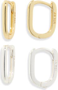 ARGENTO VIVO Set of 2 Oval Hoop Earrings
