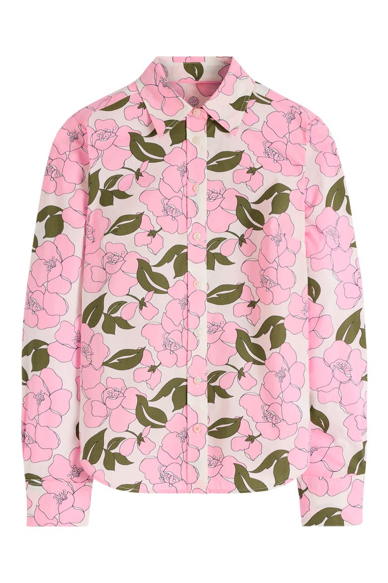 Sienna Floral Print Cotton Button-Up Shirt, Alternate, color, PINK FLORAL PRINT