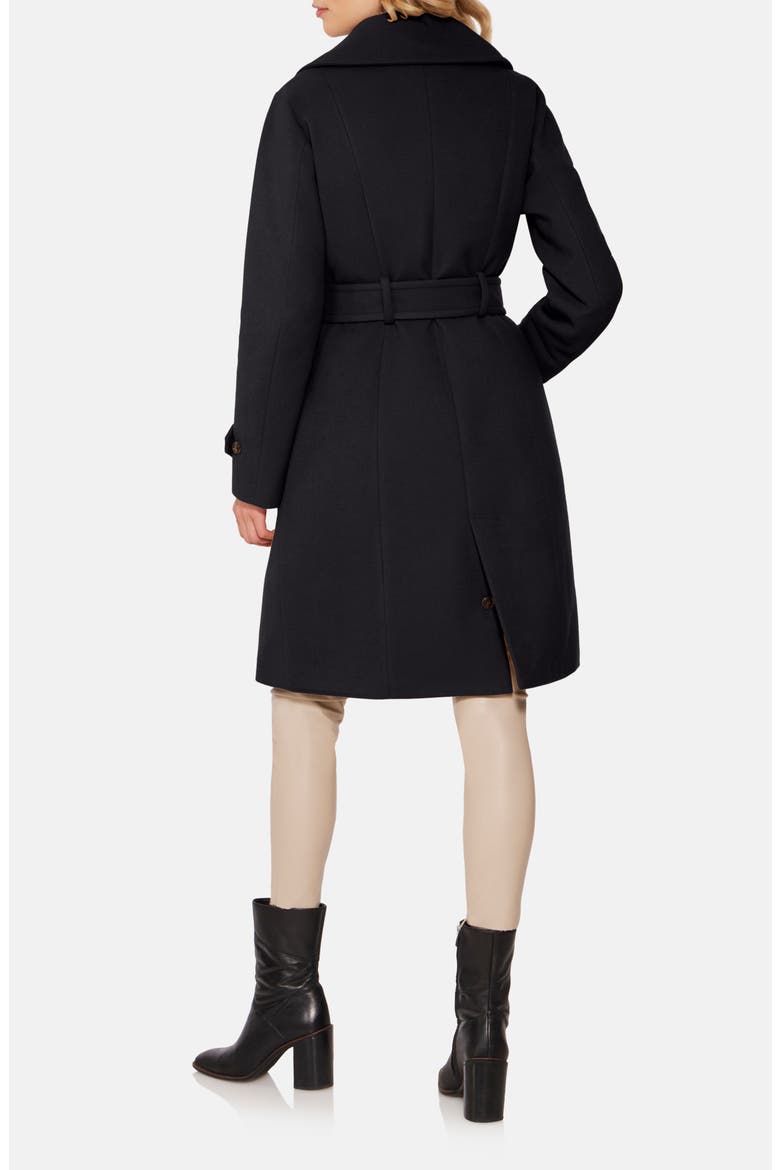 Double Breasted Virgin Wool Blend 750 Fill Power Down Waterproof Coat, Alternate, color, BLACK