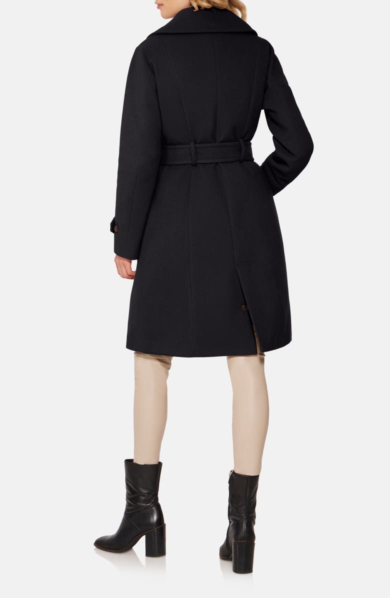 Norwegian Wool Double Breasted Virgin Wool Blend 750 Fill Power Down Waterproof Coat, Alternate, color, Black