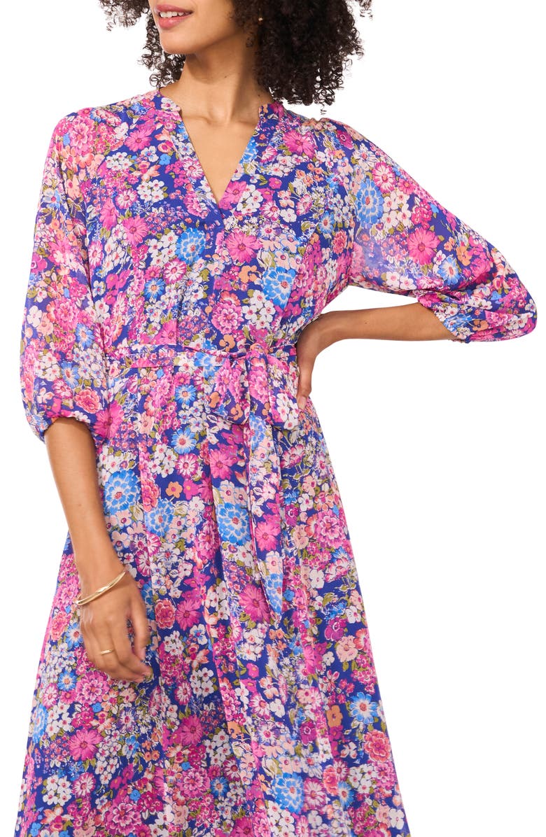 Vince Camuto Floral Balloon Sleeve Chiffon Maxi Dress, Alternate, color, 