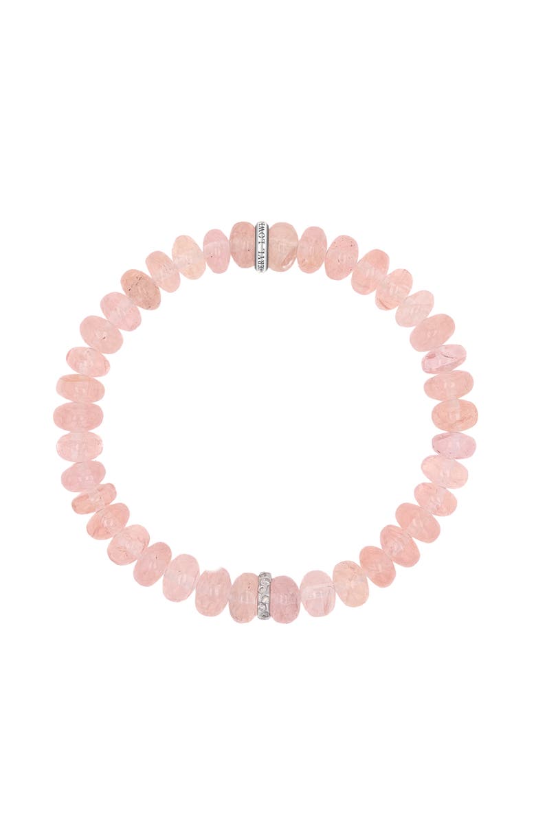 Sheryl Lowe Morganite 8mm Bead Bracelet with 1 Scatter Diamond Rondelle, Alternate, color, 