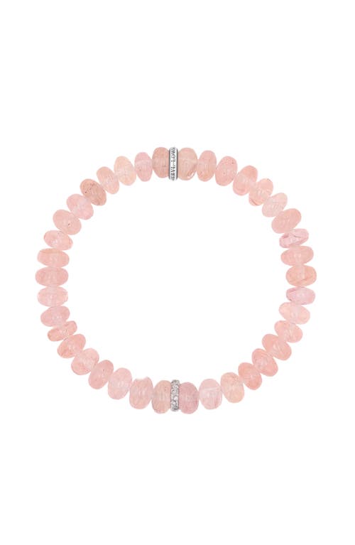 Sheryl Lowe Morganite 8mm Bead Bracelet With 1 Scatter Diamond Rondelle In Pink