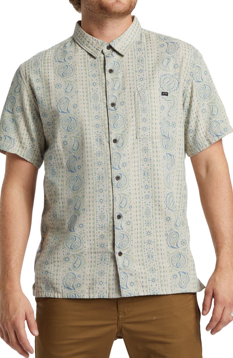 Billabong Sundays Stripe Jacquard Short Sleeve Button-Up Shirt, Main, color,