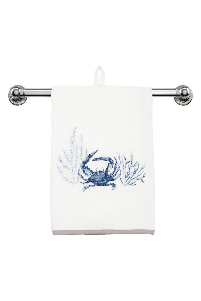 Blue Crab Terrycloth Guest Towel, Alternate, color, White