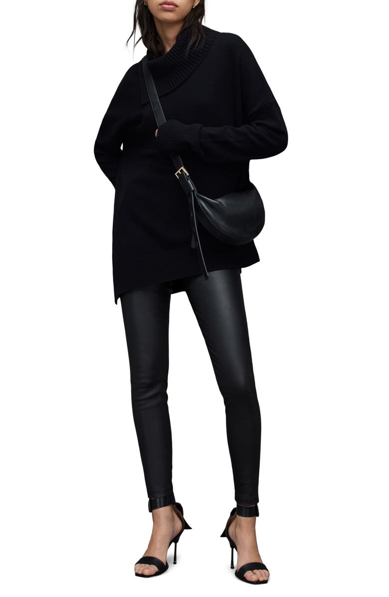 AllSaints Whitby Cashere & Wool Asymmetric Turtleneck Sweater, Alternate, color, 