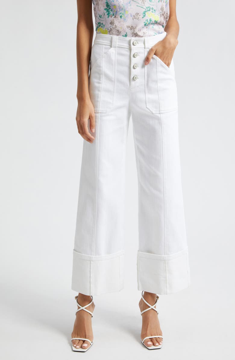 Cinq à Sept Benji Wide Leg Jeans, Main, color, White