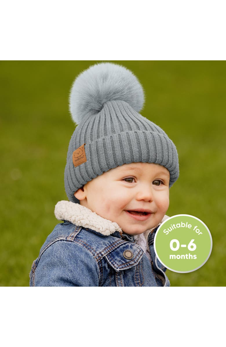 KeaBabies 2-Pack Pom Knitted Beanie, Alternate, color, Steel