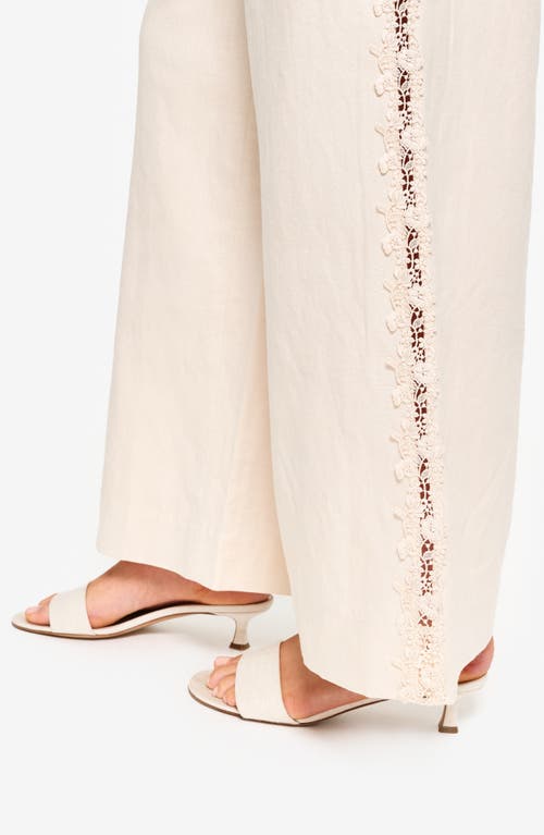Shop Cami Nyc Lorca Lace Inset Wide Leg Linen & Cotton Pants In Bone