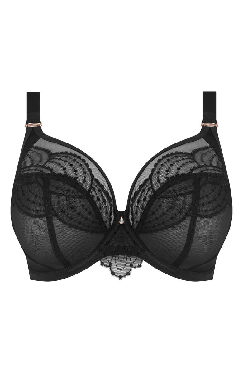 Elomi Priya Full Figure Underwire Plunge Bra, Alternate, color, Black