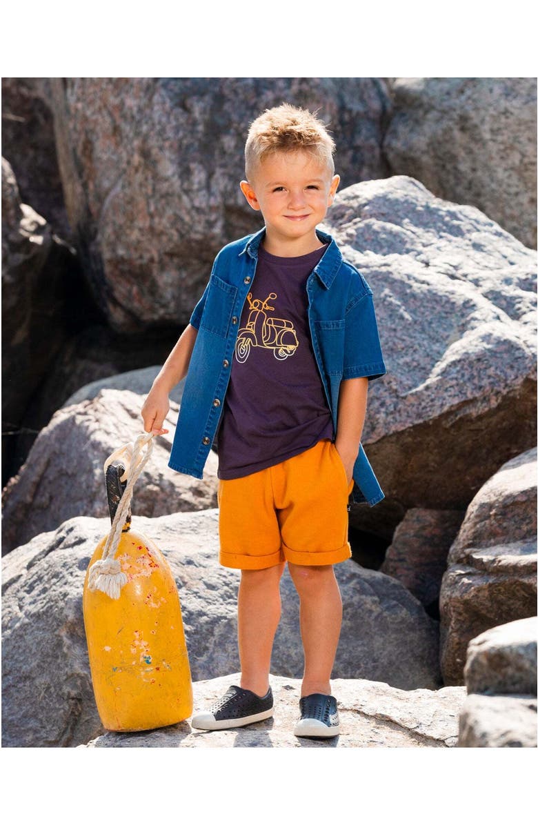 Deux par Deux Baby Boy's French Terry Short Vibrant Orange, Alternate, color,