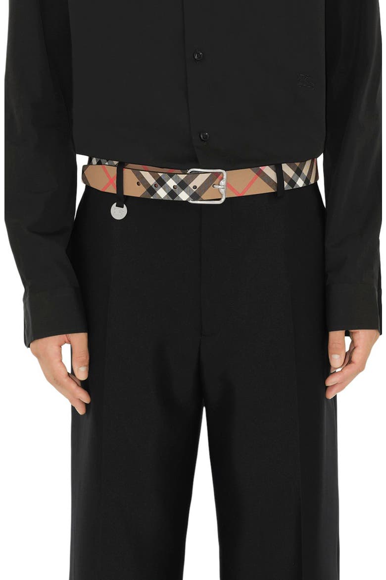 Check Reversible Belt, Alternate, color, SAND/ MILITARY/ SILVER