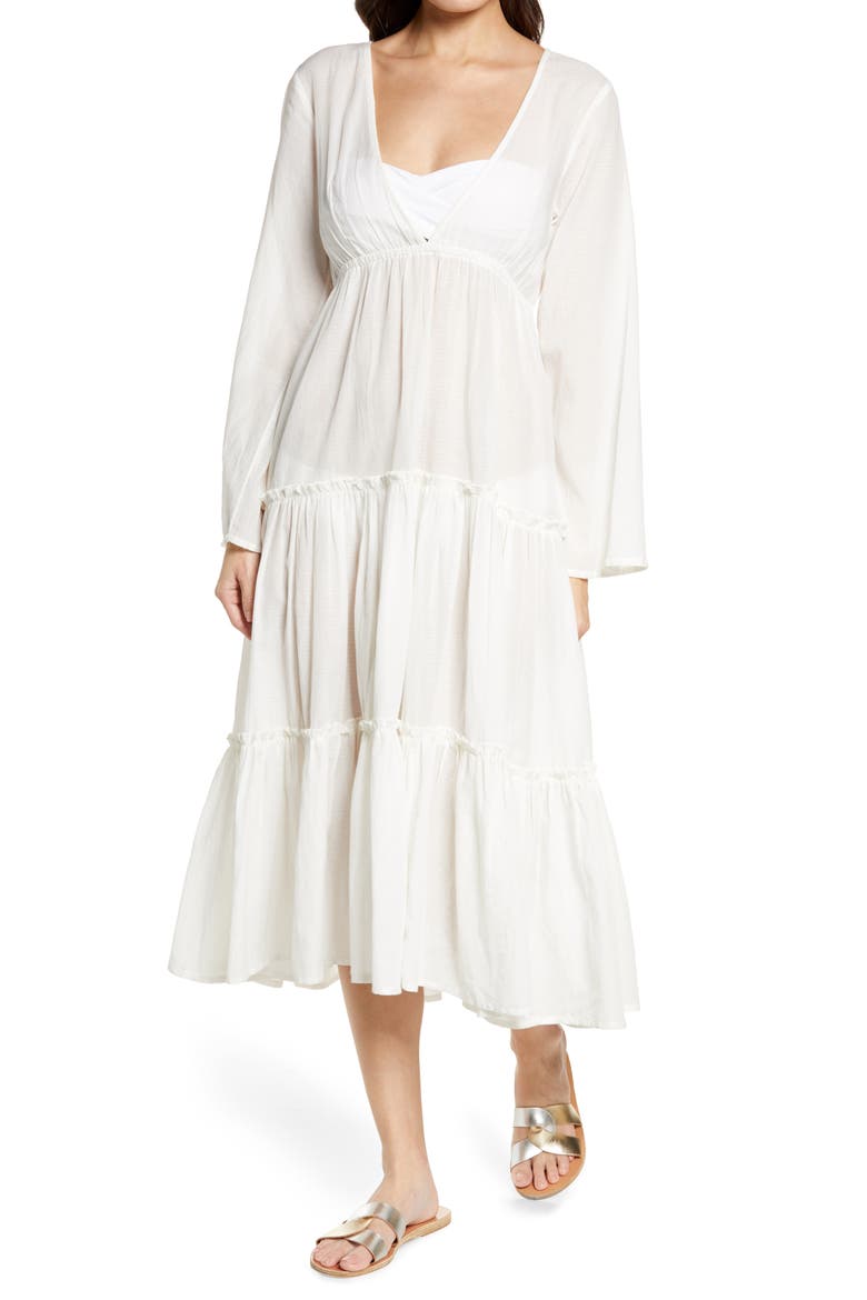x The Salty Blonde Wanderlust Long Sleeve Cover-Up Maxi Dress, Main, color, COOL WIP