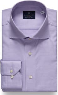 Emanuel Berg Modern Fit Houndstooth Natural Stretch Yoga Twill Dress Shirt