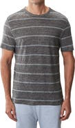 Robert Barakett Folsom Short Sleeve Stripe Linen Blend T-Shirt