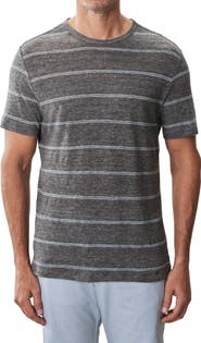 Robert Barakett Folsom Short Sleeve Stripe Linen Blend T-Shirt