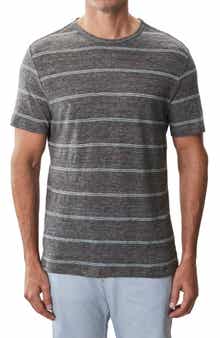 Robert Barakett Folsom Short Sleeve Stripe Linen Blend T-Shirt