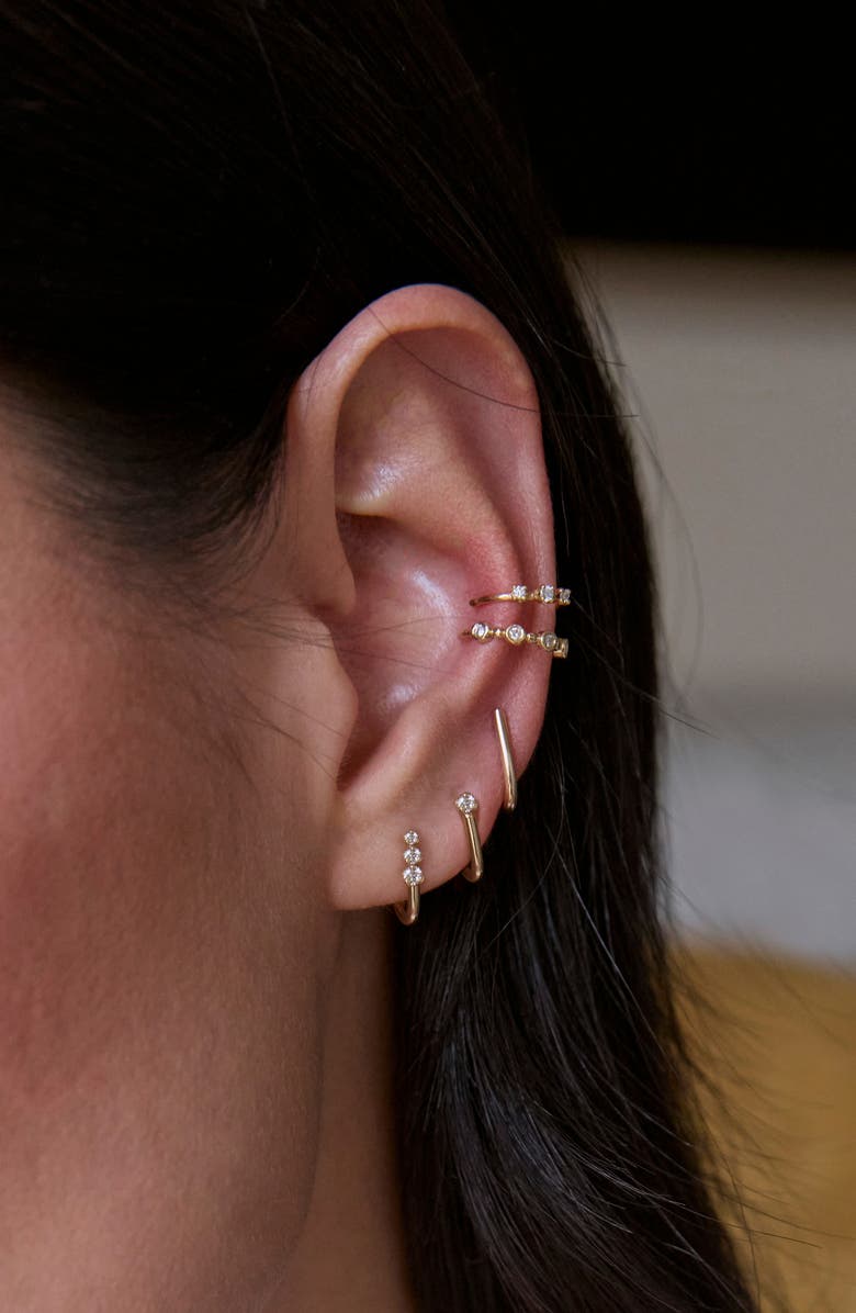 Zoë Chicco 14K Gold Diamond J-Hook Stud Earrings, Alternate, color, 14K Yellow Gold