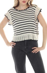 RAIN AND ROSE Stripe Knit Top