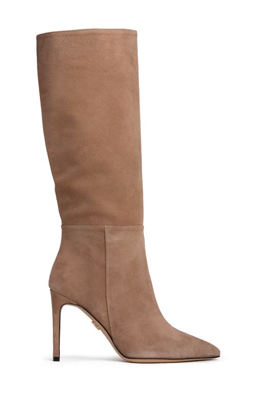 Beautiisoles Yara Pointed Toe Knee High Boot In Sand